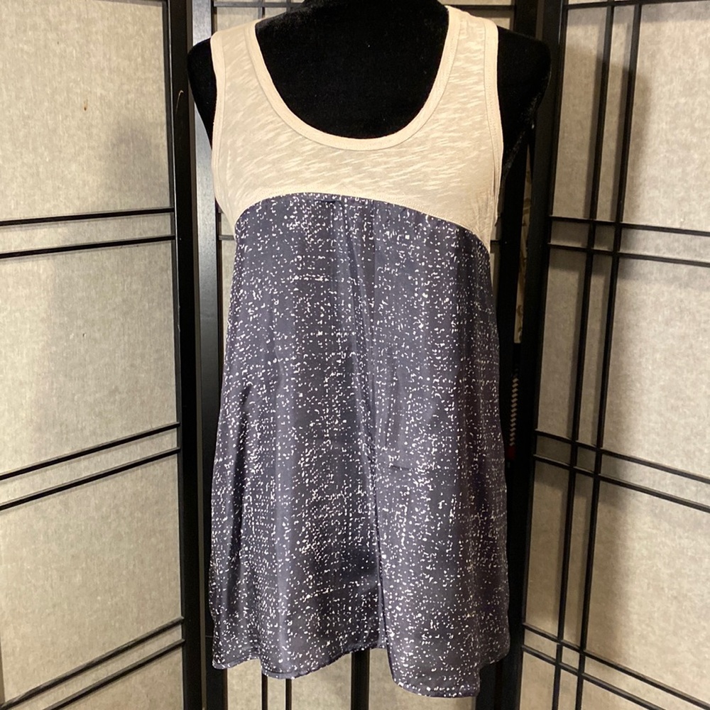 Anthropologie Left Of Center Sz M Silk And Cotton Flowing Tank